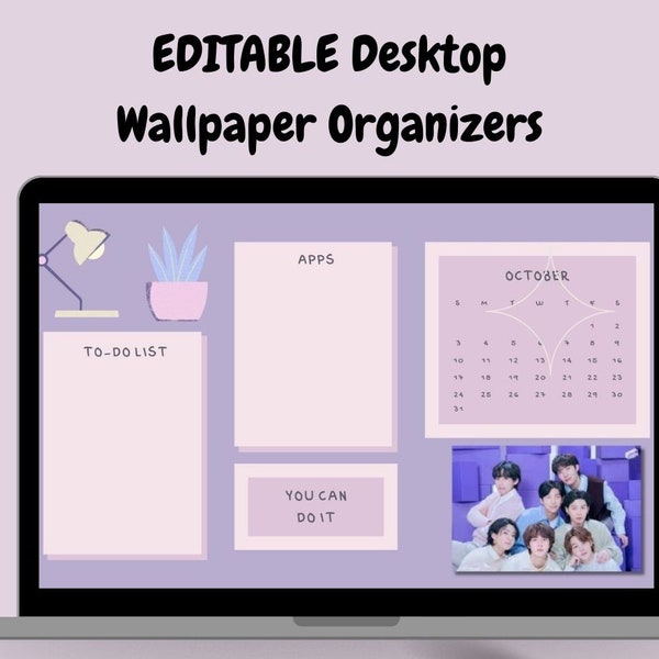 KPOP BTS Computer Desktop Theme Background Wallpaper Organizer Set