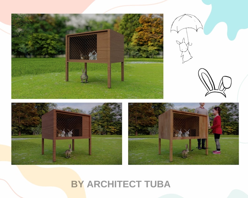 Rabbit House Plans Rabbit Wooden House Rabbit Hutch DIY House Plans