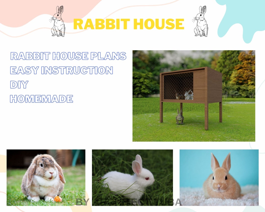 Rabbit House Plans Rabbit Wooden House Rabbit Hutch DIY House Plans