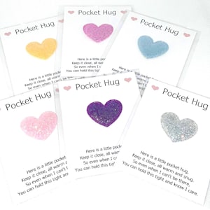 Pocket Hug Heart-Love Affirmation-Encouragement Token-Worry Heart-Glitter Love Heart-Thinking of You-Sympathy Heart-In Memory Of-BFF Heart