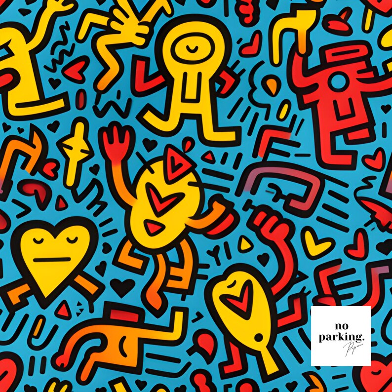 Keith Haring Inspired Printable Papers/ Street Art/ Printable Paper Keith Haring Inspired Printable Papers/ Street Art/ Printable Paper