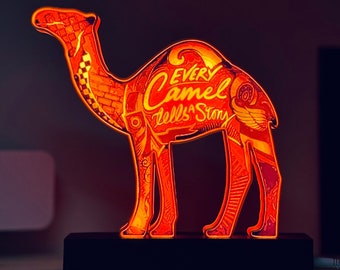 Lampada Luminosa Vintage Camel Replicata in 3D con LED Neon - design - retrò - advertising - Desk lamp -