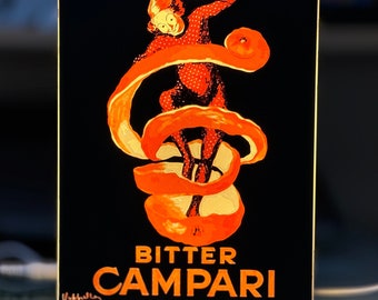 Insegna luminosa Bitter CAMPARI Vintage 1921 Drink backlit sign - Bar - Buccia d'arancia - Leonetto Cappiello - art - light wall decor