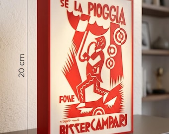Lámpara de bar italiana vintage: Si la lluvia fuera Campari - muebles - Italia - decoración - estilo del hogar - decoración del hogar - póster de regalo hecho a mano