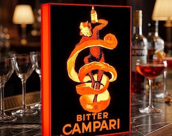 Letrero luminoso de Campari Soda, letrero de pub vintage, póster, decoración de bar, decoración de pared, decoración del hogar, lámpara de mesa, Martini Aperol