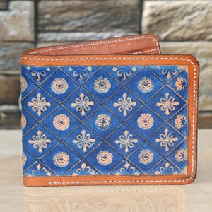 Carved Leather Men's Wallet, Hand Carved Wallet ,Bifold Wallet ,Western Cowboy Wallet, Anniversary Gift for Him Gift for Men ,Gift for Dad