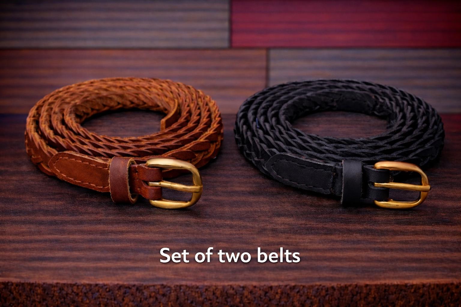 Vintage Black Leather Braided Belt - Etsy display picture 1