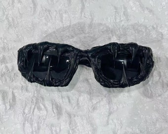 Handmade sunglasses, "Pure black nightmare",cyberpunk glasses, personalised sunglasses, hip hop sunglasses, unique gifts