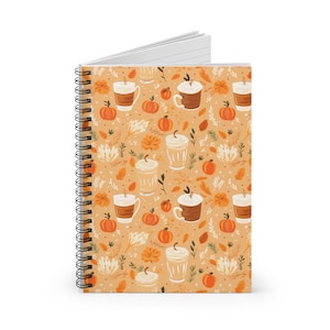 Pumpkin Spice Pattern Spiral Notebook | Autumn Elixir | Ruled Line