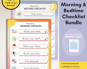 Kids' Morning & Bedtime Routine Checklist Bundle (Digital Download)