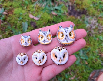 Owl cabochon, barn owl, polar owl, totem, bird cabochon, beadwork, cabochon for metal work, polymer clay, material for jewelry,bird's head