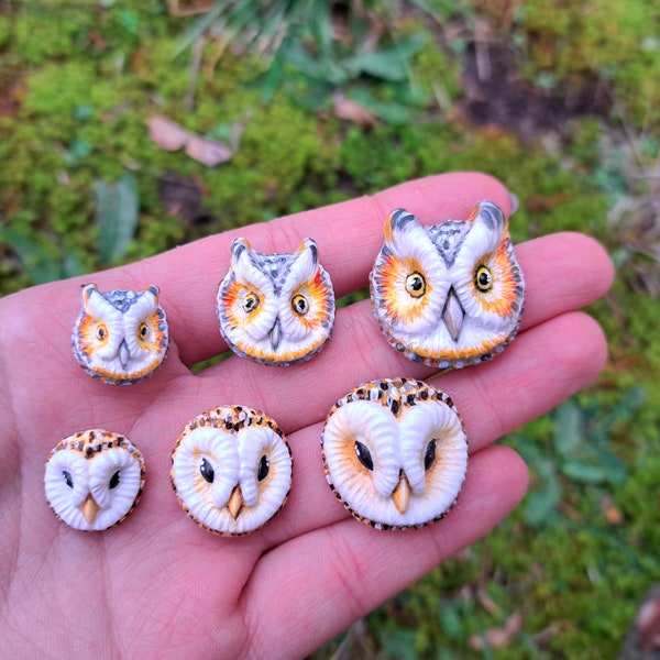 Owl cabochon, barn owl, polar owl, totem, bird cabochon, beadwork, cabochon for metal work, polymer clay, material for jewelry,bird's head