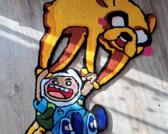 Handmade Adventure Time Tufted Rug, Custom Cartoon Decor