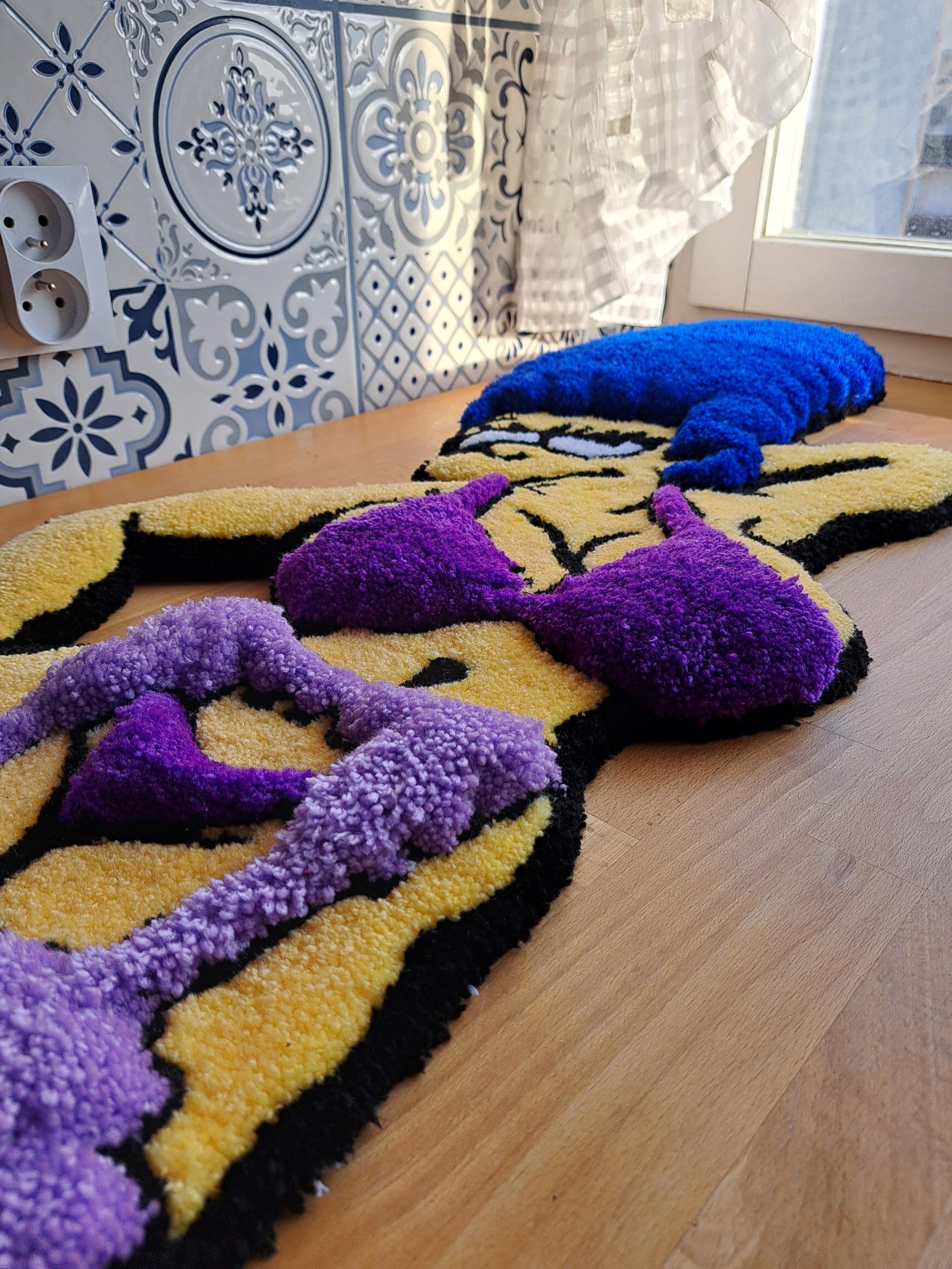 Handmade Tufted Female Character Rug | Cartoon Style Portrait | Wall or ...