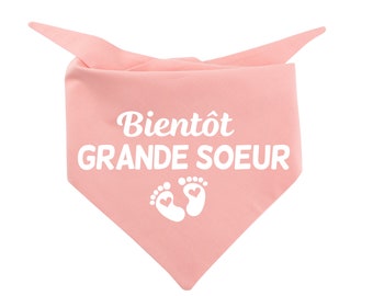 Bientôt Grande Soeur hond bandana, baby aankondiging hond bandana, hond bandana, outfit voor honden, zwangerschap aankondiging hond bandana