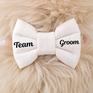 Team Groom Dog Bow Tie: Linen Wedding Outfit