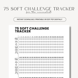 75 Soft Challenge Tracker, 75 Soft Challenge, 75 Soft Tracker Printable, Editable 75 Soft, Printable 75 Soft Challenge