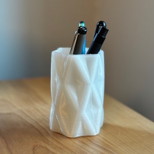 Pot à stylos, motif géométrique hexagonal, organiseur stylo et crayon, impression 3D