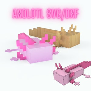 Modelo 3D de Axolote do Minecraft, arquivos cortados a laser (DXF, SVG), 3 mm / 1/8", presente para jogadores