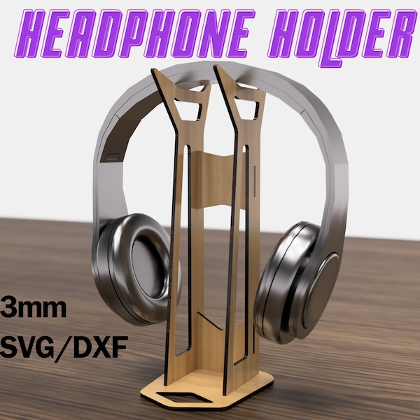 Headphone Holder, 3mm Laser Cutting Files, Instant Download, SVG/DXf
