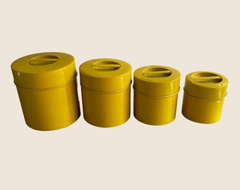 Vintage Metal Nesting Canister Set Yellow