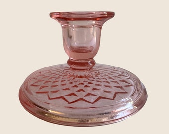 Vintage Pink Depression Glass Candle Holder