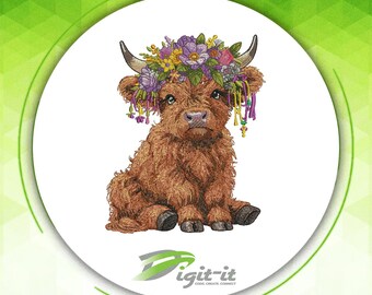 Highland Calf Digital Embroidery Design
