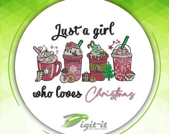 A Girl Who Loves Christmas Digital Embroidery Design