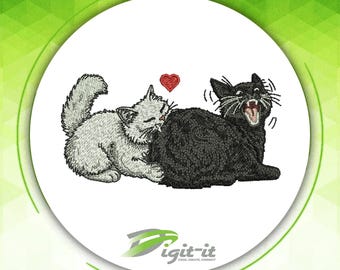 Cat Love Attack Embroidery Design