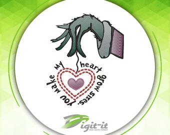 Grinch Heart Embroidery Design