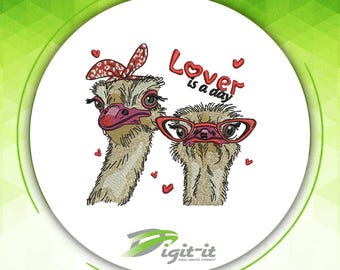 Ostrich Love Digital Embroidery Design