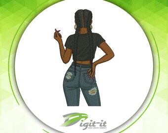Lavish Braids Girl 7 inches Digital Embroidery Design