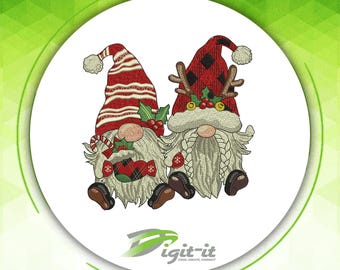 Christmas Gnome Couple  Embroidery Design