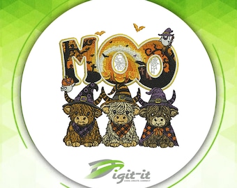 Spooky Moo Trio Embroidery Design