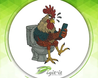 Diseño de bordado de Rooster News Bathroom Break