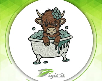 Bath Time Cow Embroidery Design