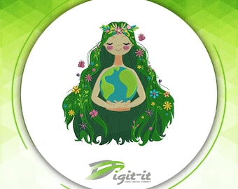 Earth Day Embroidery Design