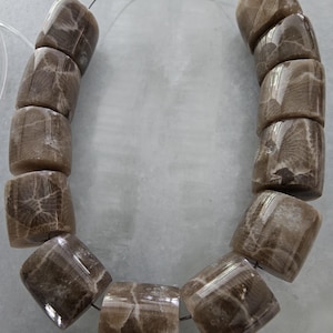 Handmade Petoskey Stone Barrel Beads: Michigan Gemstone, 10x10mm