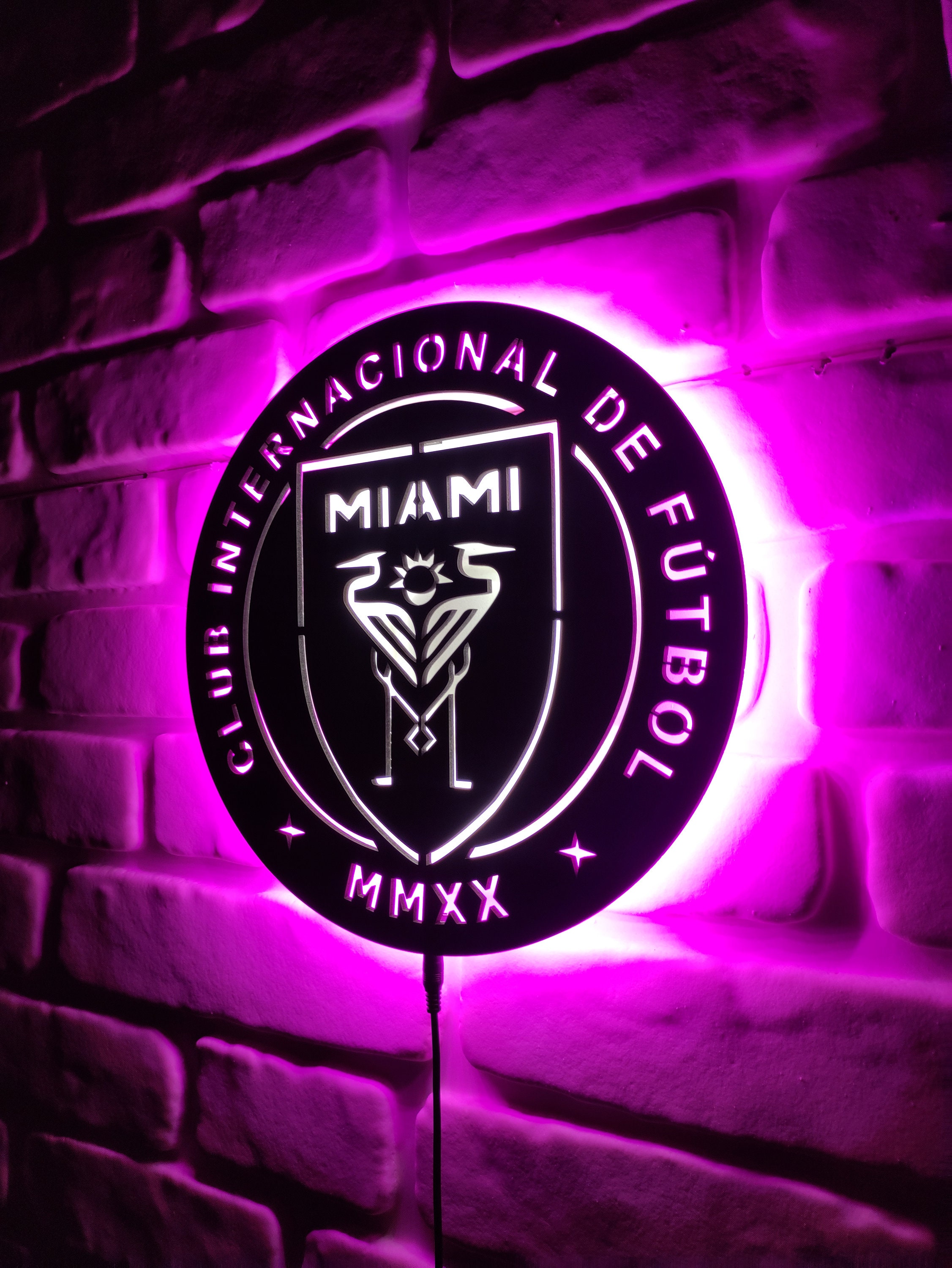 Inter Miami Football Team Logo Led Sign Major League Soccer Logo Wall