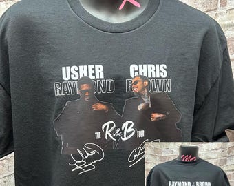 Camisetas de concierto de Chris Brown y Usher, gira de R&B, recuerdo de concierto