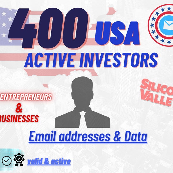 400 Active USA Investors LinkedIn Addresses, Info // B2B Data // Entrepreneur data