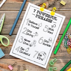 7 Power Phrases Classroom Poster: Student Encouragement (PDF)