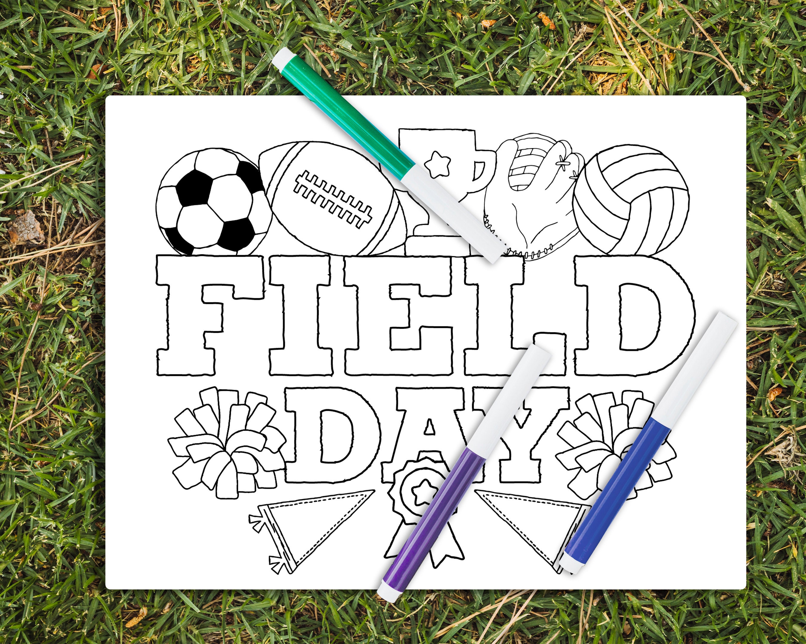 Field Day Flyer Giant Coloring Poster Field Day Coloring Poster Teacher Poster Printable School