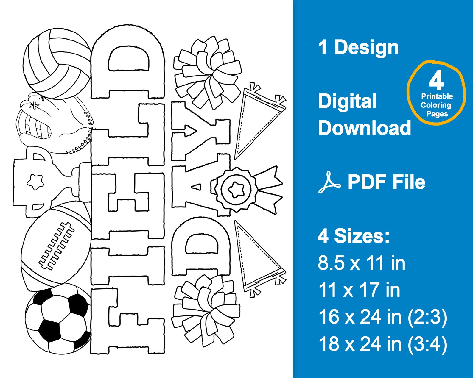 Field Day Giant Coloring Poster: School Activity (PDF) - Etsy