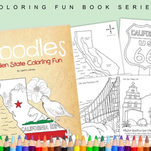 Doodles Golden State Coloring Fun California State Coloring Art Creation Travel Coloring Book Coloring Travel Guide Vacation Book