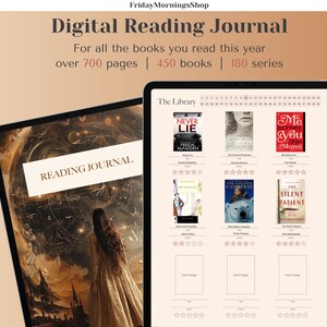 Digital Reading Journal, Reading Tracker, Digital Journal For Reading Log and Book Tracker, iPad Book Journal For GoodNotes, Astronomy Girl