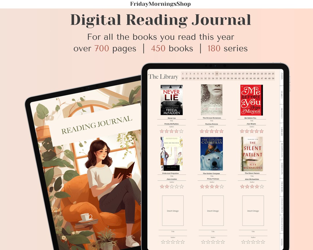Digital Reading Journal, Digital Journal for Reading Log and Book