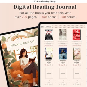 Digital Reading Journal, Reading Tracker, Digital Book Journal For Reading Log and Book Tracker, iPad Journal For GoodNotes
