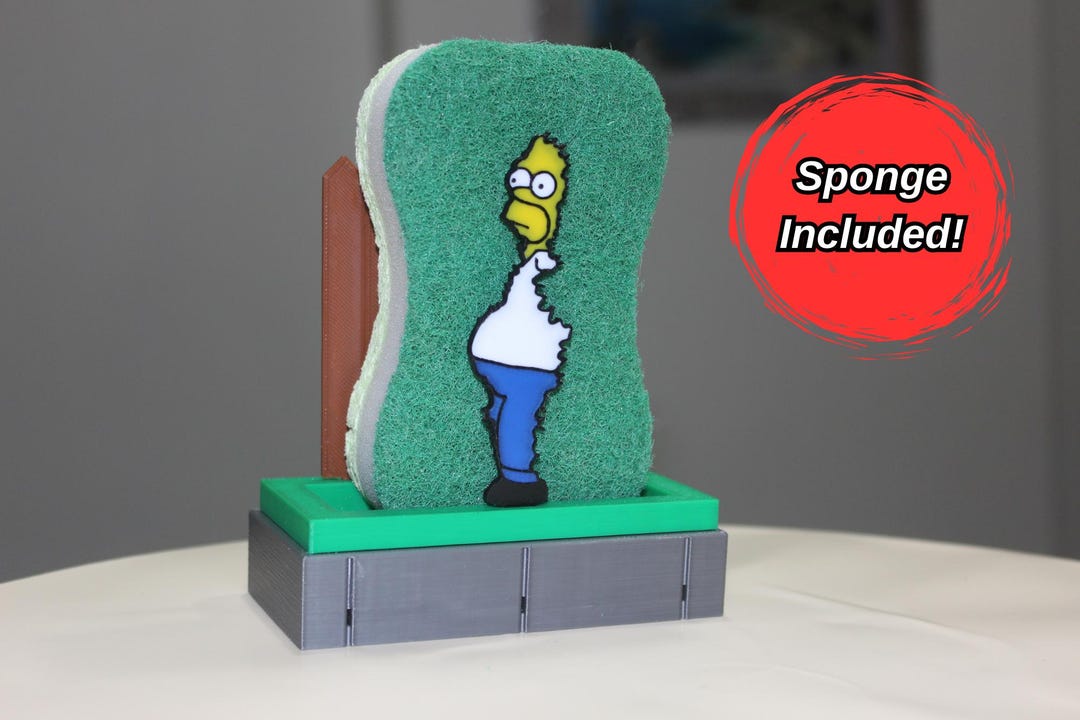 3D Printed Homer Simpson Bush Meme Sponge Holder Funny Simpsons Kitchen Accessory Unique Gift