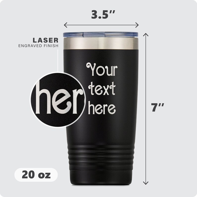 Personalized Tumbler with Lid Laser Engraved 20 oz Coffee Tumbler. Valentine's Day, His and Her Gift image 5